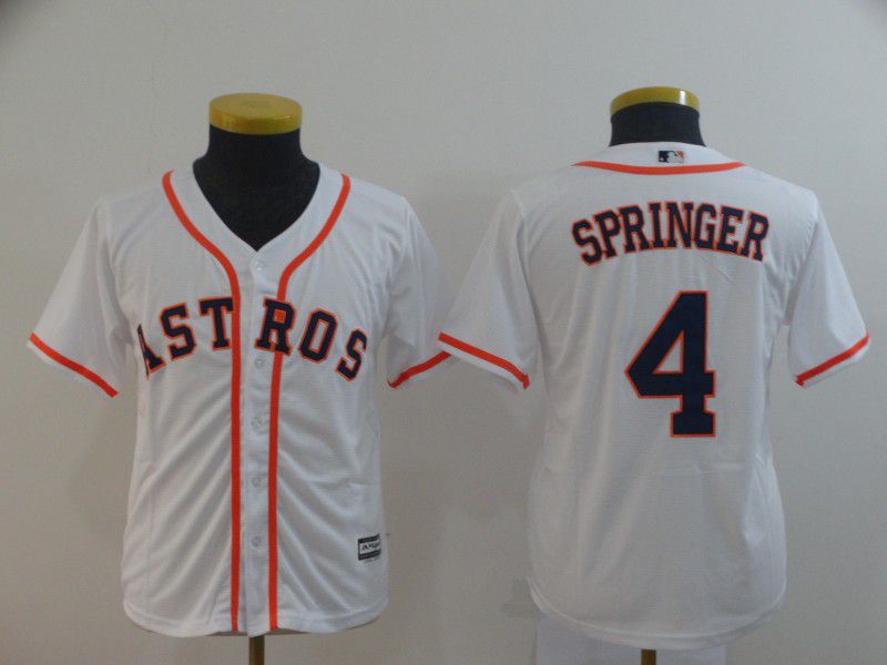 Youth Houston Astros #4 Springer White MLB Jersey->cleveland indians->MLB Jersey